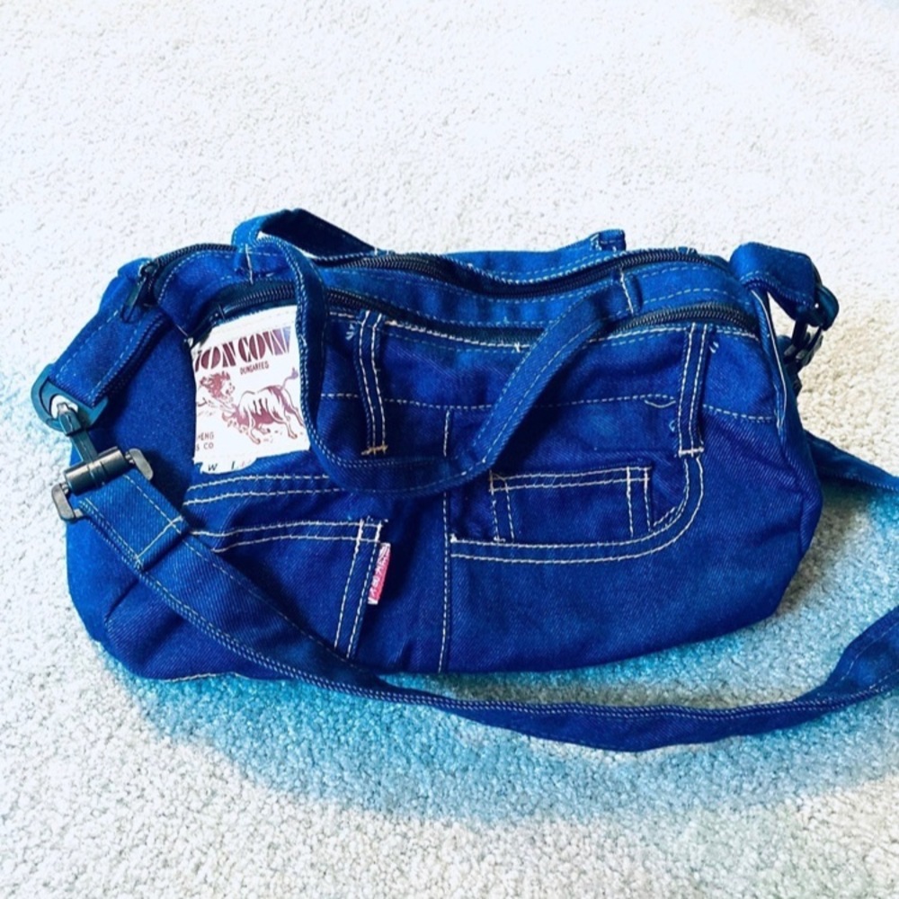 Blue Denim Duffle Shoulder Bag (Medium)
